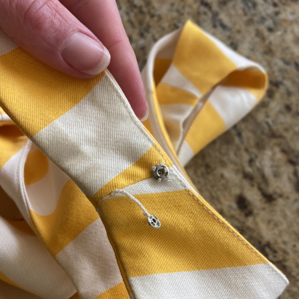 Kate Spade yellow and white striped dress with front bow accent. Size 6. - Picture 5 of 8